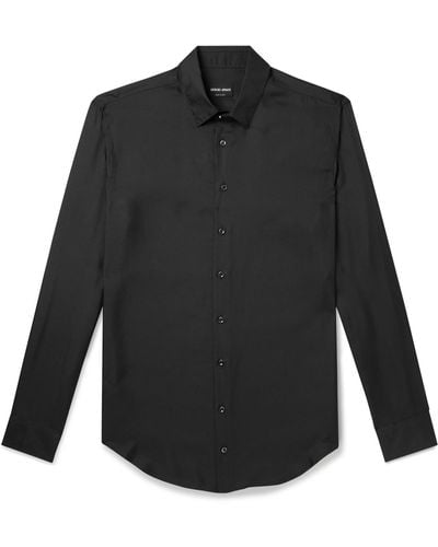 Giorgio Armani Silk-twill Shirt - Black