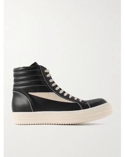 Rick Owens Vintage Suede-trimmed Leather High-top Trainers - Black