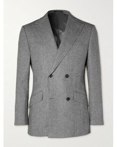 Kingsman Double-breasted Checked Wool Suit Jacket - Grey