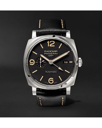 Panerai Radiomir 1940 3 Days Gmt Automatic Acciaio 45mm Stainless Steel And Leather Watch - Black