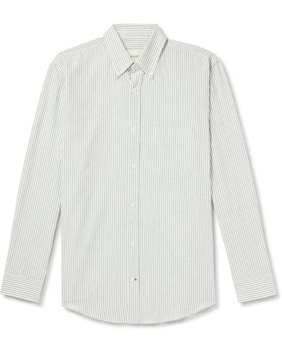 James Purdey & Sons Button-down Collar Striped Cotton And Linen-blend Shirt - White