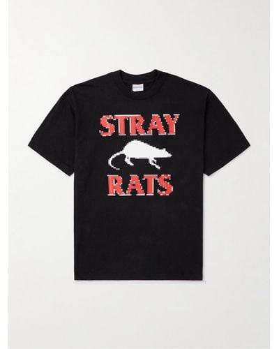 Stray Rats Pixel Rodenticide Logo-print Cotton-jersey T-shirt - Black