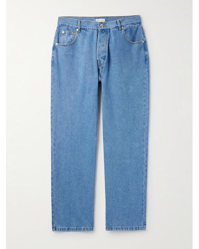 Pop Trading Co. Jeans a gamba dritta in denim stonewashed con logo ricamato - Blu