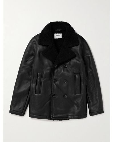 NN07 Don 9009 Double-breasted Shearling Jacket - Black