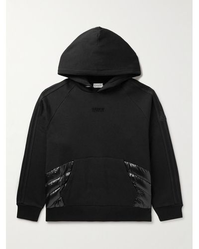 Moncler Genius Adidas Originals Hoodie aus Baumwoll-Jersey mit Shell-Besatz und Logoapplikation - Schwarz