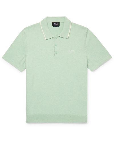 A.P.C. Fynn Logo-embroidered Cotton Polo Shirt - Green