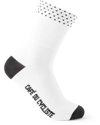 Café du Cycliste Dotted Stretch-jersey Cycling Socks - White