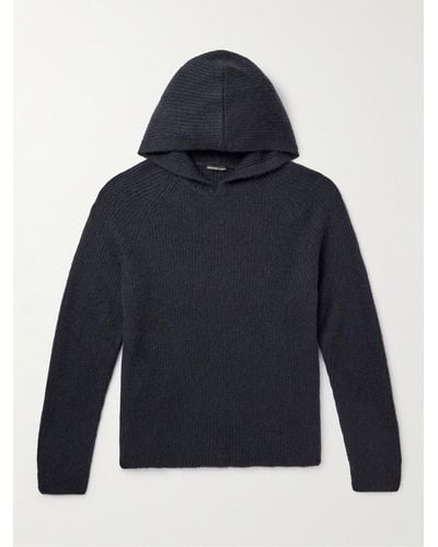 James Perse Ribbed Cashmere Hoodie - Blue