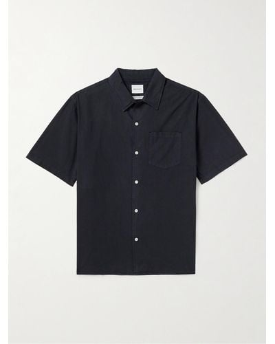 Norse Projects Carsten Convertible-collar Cotton And Tm Lyocell-blend Shirt - Blue