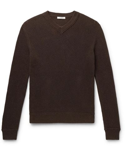 The Row Corbin Ribbed Cotton Sweater - Brown