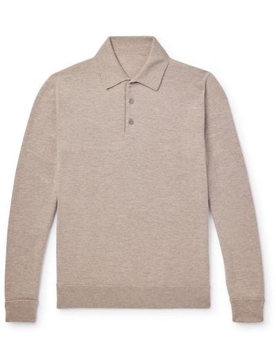 Anderson & Sheppard Wool And Cashmere-blend Polo Shirt - Natural