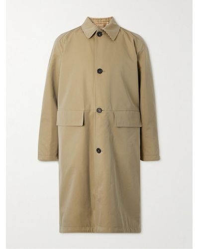 Drake's Reversible Cotton-twill And Houndstooth Wool Coat - Natural