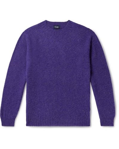 Drake's Brushed Virgin Shetland Wool Sweater - Purple