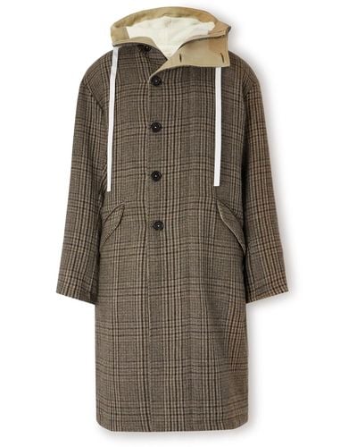 Massimo Alba Fleece-lined Checked Wool-tweed Hooded Parka - Brown