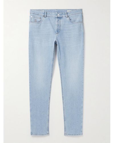 Brunello Cucinelli Slim-fit Straight-leg Logo-embroidered Jeans - Blue