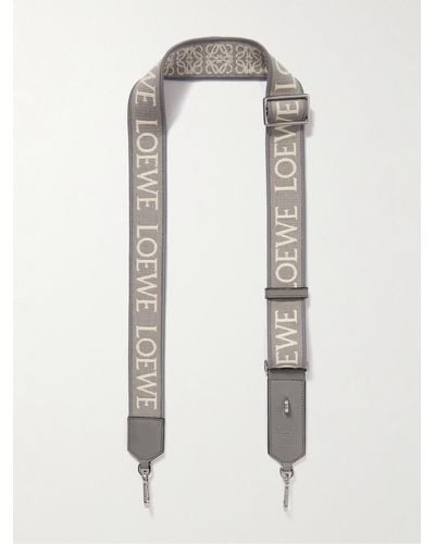 Loewe Leather-trimmed Logo-jacquard Canvas Strap - White