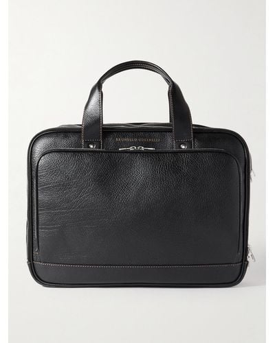 Brunello Cucinelli Full-grain Leather Briefcase - Black