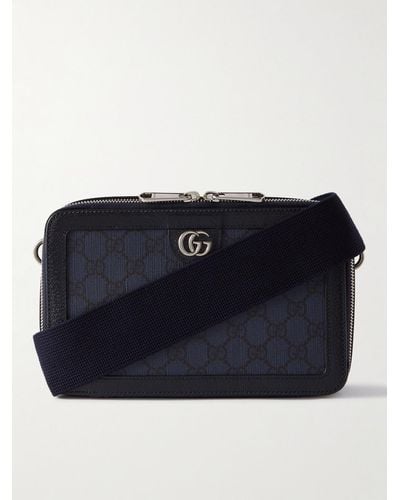 Gucci Ophidia Mini Leather-trimmed Monogrammed Supreme Coated-canvas Messenger Bag - Blue