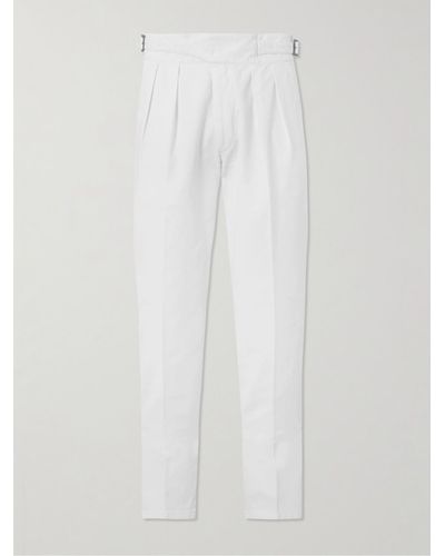 Rubinacci Manny Tapered Pleated Cotton-twill Trousers - White