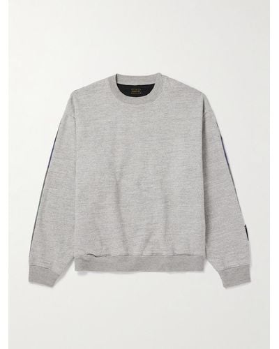 Kapital Patchwork Cotton-jersey And Cotton And Linen-blend Sweatshirt - Grey