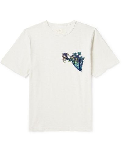 Folk Tom Hammick Embroidered Printed Cotton-jersey T-shirt - White