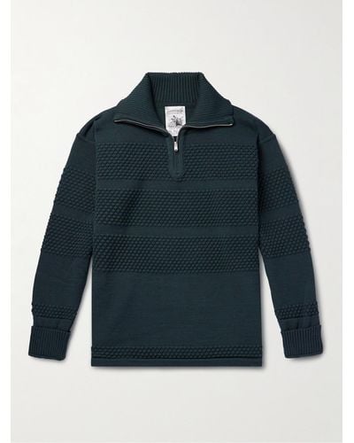 S.N.S. Herning Wool Half-zip Sweater - Blue