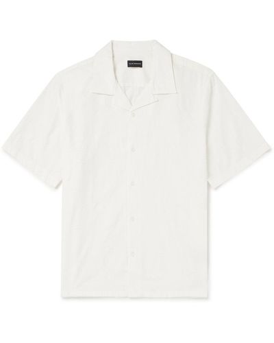 Club Monaco Camp-collar Cotton-jacquard Shirt - White