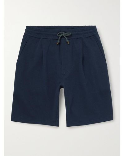 Brunello Cucinelli Cotton-blend Jersey Drawstring Shorts - Blue