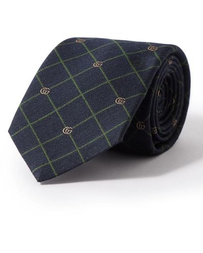 Gucci 7cm Logo-jacquard Silk And Wool-blend Tie - Blue