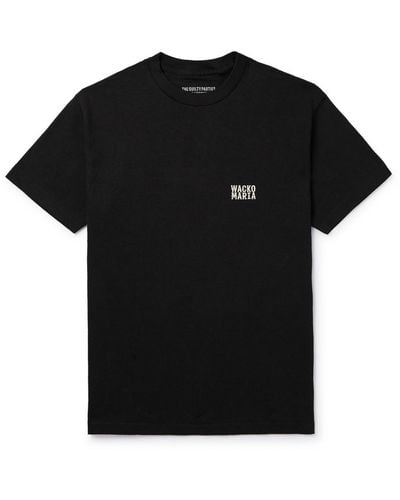 Wacko Maria Tim Lehi Logo-embroidered Printed Cotton-jersey T-shirt - Black