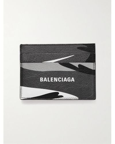 Balenciaga Kartenetui aus vollnarbigem Leder mit Camouflage-Print - Schwarz