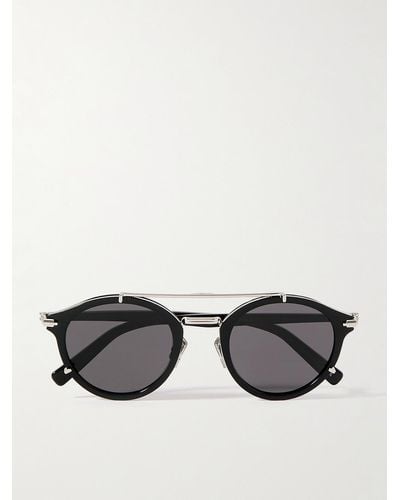 Dior Blacksuit R7u Acetate And Silver-tone Round-frame Sunglasses