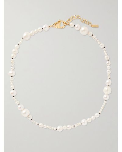 Eliou Micah Perlenkette mit vergoldeten Details - Weiß