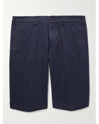 Canali Straight-leg Cotton-twill Shorts - Blue