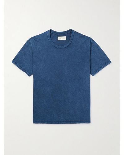 Les Tien T-Shirt aus Baumwoll-Jersey in Stückfärbung - Blau