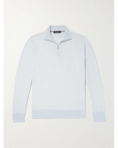 Loro Piana Roadster Cashmere Half-zip Sweater - White