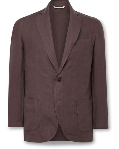 De Bonne Facture Essential Unstructured Linen Suit Jacket - Brown