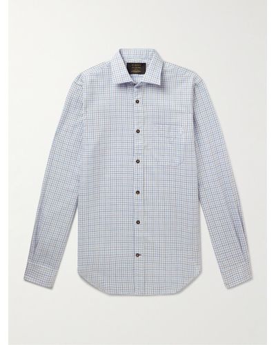 James Purdey & Sons Kariertes Hemd aus einer Baumwoll-Kaschmirmischung - Blau