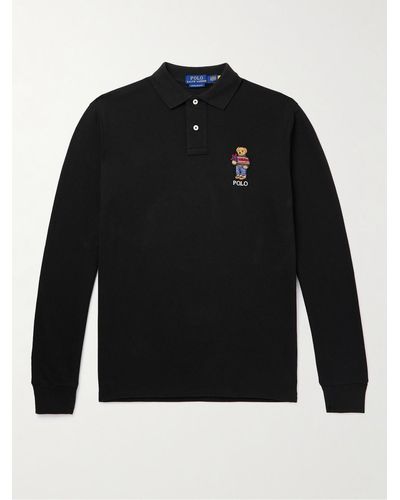 Polo Ralph Lauren Polo in cotone piqué con logo ricamato - Nero