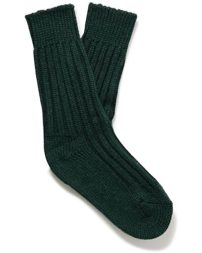 The Elder Statesman Yosemite Ribbed Cashmere Socks - Green