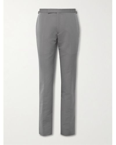 Tom Ford Shelton Slim-fit Cotton And Silk-blend Suit Pants - Grey