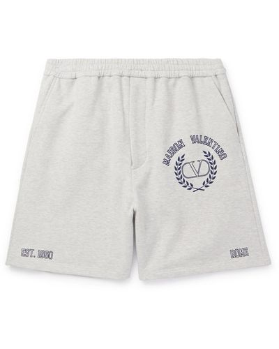 Valentino Garavani Varsity Straight-leg Logo-print Cotton-jersey Shorts - White