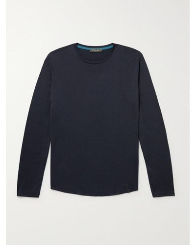 Loro Piana Slim-fit Silk And Cotton-blend Jersey T-shirt - Blue