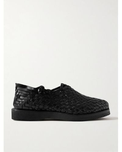 Yuketen Leo Woven Leather Sandals - Black