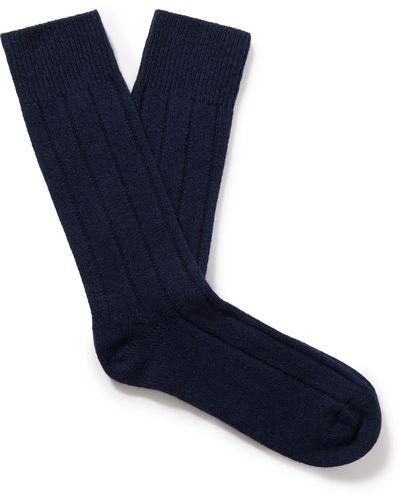 Anderson & Sheppard Ribbed-knit Socks - Blue