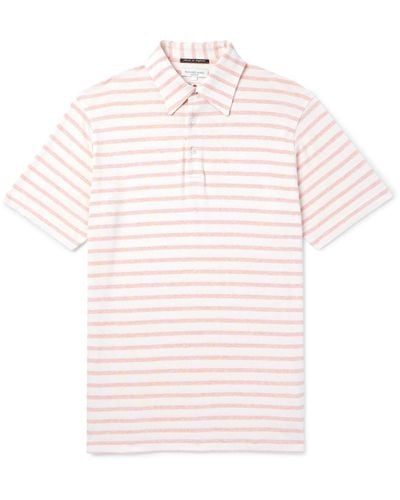 Richard James Striped Jersey Polo Shirt - Pink