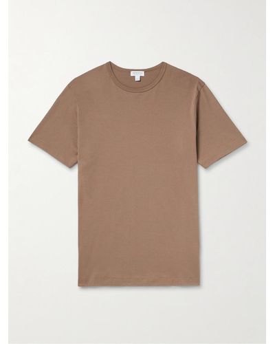Sunspel Slim-fit Cotton-jersey T-shirt - Brown