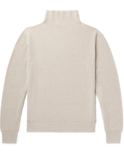 The Row Daniel Ribbed Cashmere Rollneck Sweater - White