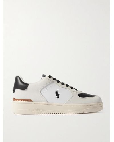 Polo Ralph Lauren Masters Court Logo-embroidered Leather And Suede Trainers - Natural