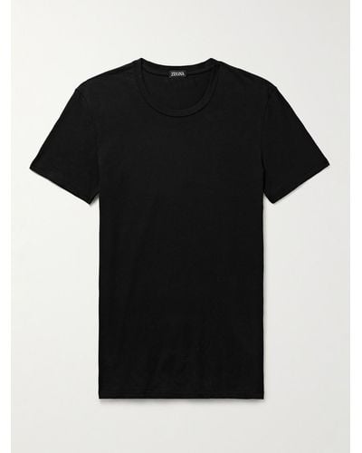 Zegna T-Shirt aus Stretch-Baumwoll-Jersey - Schwarz